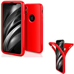 Coque Intégrale IPhone X Rouge Silicone + Verre Trempé