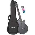 Cascha Kit de guitare pour débutant - En fibre de carbone noir - Guitare acoustique électrique à pan coupé - En fibre de carbone - Pour enfants et adultes