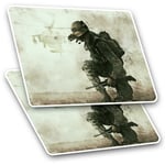 2 x Rectangle Stickers 7.5 cm - Battlefield Soldier Army Helicopter Cool Gift #1