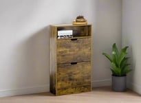 Rustic Shoe Cabinet Tall Industrial Hallway Cupboard Narrow Space Saving Storage