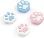 4pcs Manette Analogique En Silicone Souple Pour Contrôleur Switch Oled, Cute Patte De Chat Thumb Grips Caps Compatible Avec La Switch/Switch Lite Joycon, Rose & Bleu