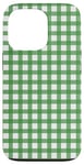 iPhone 13 Pro Green White Checkered Plaid Flannel Gingham Pattern Checker Case