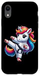 Coque pour iPhone XR Ceinture noire amusante licorne karaté athlète garçons filles enfants