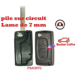 Adnauto - PSA307C - Coque de cle electronique et lame 7mm Citroen-Peugeot - 3 Boutons - Bouton coffre - Pile sur Circuit