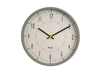 Fisura - Original grey wall clock. Modern wall clock kitchen. Grey and yellow wall clock. Non ticking wall clock 30 centimetres diameter. ABS and Glass. 1 AA Battery.