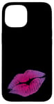 Coque pour iPhone 15 Pink Kissing Rouge à lèvres ombré | Design parfait pour les fêtes des années 80