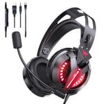 NOIR ONIKUMA COMBATWING Casque Gamer Filaire avec Lumière RGB Son Surround Stéro Écouteur avec Micro Jeu Casque Gamer pour PC PS4 ""Nipseyteko