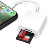 2 en 1 Lecteur de Carte SD pour iPhone iPad,Micro SD Card Reader Adapter Lightning,Lecteur de Carte avec Double Emplacement pour TF SD,Caméra de Carte Mémoire Adaptateur Plug and Play(Q409)