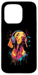 Coque pour iPhone 15 Pro Vizsla Lover Pop Art portant des écouteurs drôles Vizsla