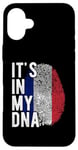 Coque pour iPhone 16 Plus Funny it's in my DNA Drapeau de la France Empreinte digitale