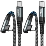 Câble USB C vers USB C 90 Degrés [2M/Lot de 2],Cable Type C 60W Câble USB C Angle Droit Charge Rapide Compatible avec Samsung S22/S21,Pad Pro 11"" 2020,Air 2020/2018,Huawei P40/P30 -Gris.[W491]