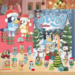 Julkalender Bluey 2023, 24 dagars nedräkningskalender, tecknade Bluey-figurer dockgåvor