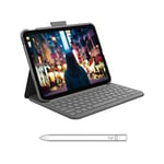 Logitech Slim Folio Keyboard Case for iPad (10th gen) with detachable keyboard and Logitech Crayon (USB-C) digital pencil for all iPads (2018 releases and later) - QWERTY UK