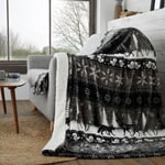 Nordic Scandi Hygge Winter Warm Faux Fur Sherpa Fleece Throw Blanket