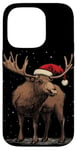 iPhone 14 Pro Christmas Magic Moose in Santa Hat Costume for Cozy Xmas Case