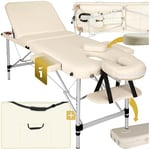 TecTake® Table de Massage Pliante Professionnelle 3 Zones Aluminium Cosmetique Lit de Massage Table Esthetique Tatouage Portable avec Repose Bras, Housse de Transport Incluse