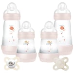 MAM Feed and Soothe Set, Anti-Colic Newborn Bottle Set Complete with Baby Soothers, Suitable from 0+ Months, Ideal Baby Gift Set For New Parents, Pink (Designs May Vary)