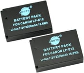 2-Pack Rechange Batterie pour Canon LP-E12 EOS M, EOS M2, EOS 100D, EOS Rebel SL1, EOS Kiss X7