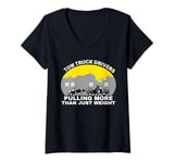 Womens USA Tow Truck Driver, Truck Driver Yellow Line, Tow Truck V-Neck T-Shirt