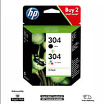 Genuine HP 304 Black and Colour Ink Cartridge  for HP Envy 5020 Printers