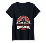 Womens Bear Mode Workout Exercise Lifting Weights Strong Gym V-Neck T-Shirt