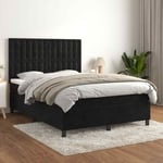 Lit � sommier tapissier avec matelas Noir 140x190 cm Velours