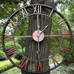 Ikodm - Horloge de Jardin Horloge Murale de Jardin en Plein air Grande Horloge de Jardin en Chiffres Romains Horloge Extérieure en Fer Horloge