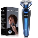 Electric Razor for Men, Bazivve 3 in 1 Electric Shavers, Cordless IPX7 Waterproof Rotary Shaver, USB Rechargeable Wet/Dry Shaving with LCD Display, 120Mins Longer Using Time, Portable Safety Lock