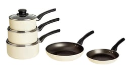 Home Aluminium Non Stick 5 Piece Pan Set Efficient Heat Distribution - Cream