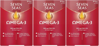 90 x Seven Seas Omega-3 300mg and Fish Oil 500mg Supplement Capsules for Age 12+