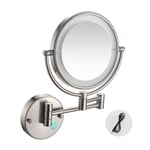 HGXC Vanity Magnifying Mirror, for Bathroom, LED Wall Mount Makeup Mirror, Adjustable Light, USB Rechargeable