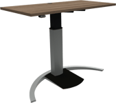 ErgoTable, Enkeltben hæve-/sænkebord, firkantet, mørk natur/sølv, H120x120x60 cm, valnød
