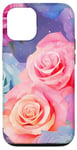 Coque pour iPhone 14 Rose pastel, violet, bleu, arc-en-ciel, rose florale