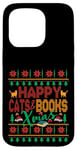 iPhone 15 Pro Happy Books & Cats Xmas Fair Isle Ugly Style Christmas Case