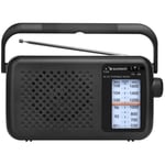 Sunstech RPS760 - Radio Am/FM analogique Portable avec antenne télescopique et poignée de Transport, Couleur Noire.