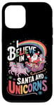 iPhone 12/12 Pro Christmas Unicorn Lover I Believe In Santa And Unicorns Case