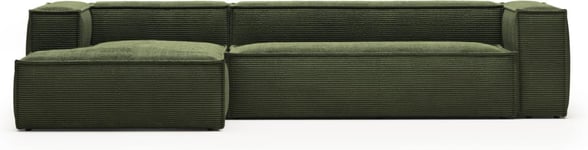 Blok, Chaiselong sofa, Venstrevendt, grøn, H69x330x174 cm, fløjl