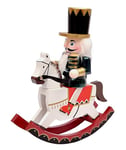 Ciao Christmas Nutcracker Toy Soldier on Horseback (28cm) Wooden Decoration with Fabric, Green/Black