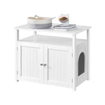 Yaheetech - Meuble Litiere pour Chat Maison de Toilette Chat en Bois Blanc 80 × 51 × 66 cm 1 Panneau Amovible 9 Trous d'Aération 1 Compartiment Ouvert