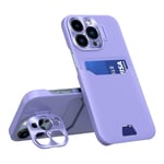 Case For iPhone 14 Pro in Purple Card Holder Lens Protector Stand