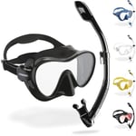 CRESSI F1 Combo Set Black - Combo Set Frameless Mask F1 + Snorkel Dry for Diving and Snorkeling, Black, One Size, Unisex