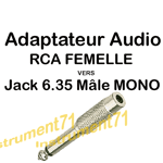 Adaptateur RCA Femelle vers Jack 6,35 Mâle MONO Qualité Métal