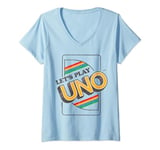 Womens UNO - Let's Play Rainbow UNO Card V-Neck T-Shirt