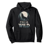 Call of the Wild Howling Wolf Under Full Moon Pullover Hoodie