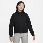 Nike Older Kids' (girls') Full-zip Hoodie Sportswear Tech Fleece Urheilu BLACK/BLACK/BLACK