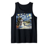 Van Gogh Starry Night Christmas Snowman Winter Snowy Night Tank Top