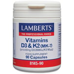 Lamberts Vitamins D3 (2000iu) and K2 (90µg) Capsules (90)  BBE 02/2026