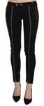 Galliano Jean Noir Taille Basse Fermeture Éclair Court Skinny Pantalon S.W28