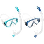 CressiCressi Kid's Ondina VIP Snorkelling Combo Set - Clear/Aquamarine & Kids Ondina Vip Jr-Mask & Snorkel-Snorkeling Combo Set (Made in Italy), Clear/BlueCressi