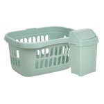 8L Small Plastic Dustbin With Lid Storage + 60L Hipster Laundry Basket Plastic